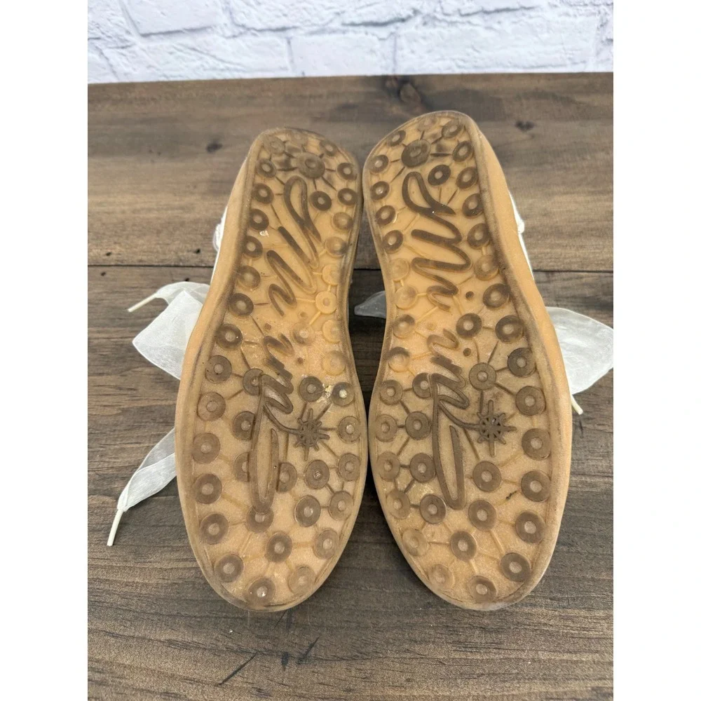 Women's Size 9 Coquette Balletcore Bow Lace Cottagecore Sneakers Cream
